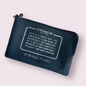 Coach Dark Blue Wristlet with Silver Accents